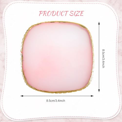2 Pcs Resin Nail Art Palette, Pink Square Mixing Tray with Gold Edge - Image 2
