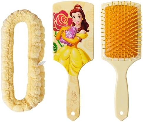 LUV HER Kids Hair Brush & Spa Headband Set for Girls - Features Disney Bella from Beauty & Beast - Fun Grooming Kit for Detangling, Styling & Skincare - Soft & Stretchy One Size, Ages 3+ by LUVHERKIDS