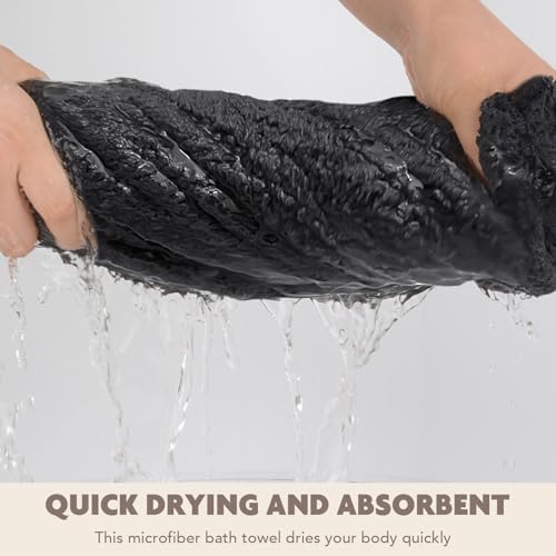 SUNLAND Microfiber Bath Towel Wrap & Hair Drying Towel Set, Dgrey, 32x60In - Image 5