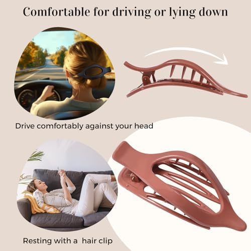 8 Pack Glossy Flat Hair Clips for Women – Large No-Slip Claw Barrettes in Mustard, Orange, Rust Red & Plum, Shiny Finish Strong Hold for Thick & Thin Hair - Image 4