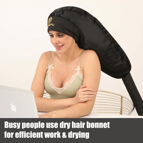 Bonnet Hair Dryer, Hooded Hair Dryer Attachment, Dryer Hooded Diffuser Cap for Curly,Speeds Up Drying Time, Safety Deep Conditioning At Home(Black) - Image 5