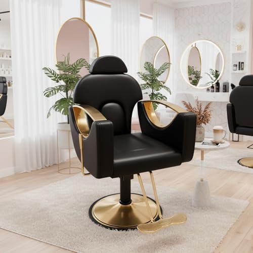 Black Salon Barber Chair for Hair Stylist, Professional Reclining Hydraulic Styling Chair with Heavy-Duty Pump, All Purpose Hairdresser Chair for Barbershop, Braiding, Shampoo, Spa, Salon Equipment - Image 2