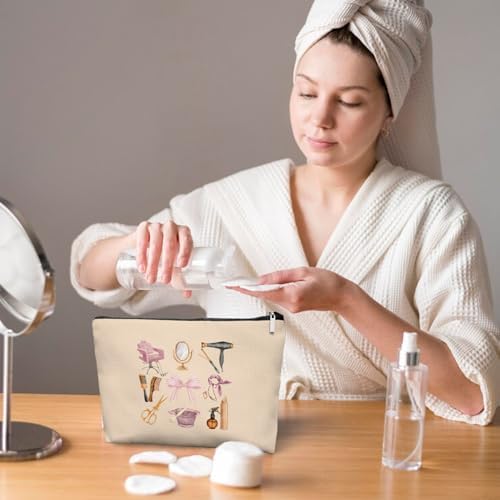 Hairstylist Gifts Women Makeup Bag, Cute Cosmetic Pouch for Hairdressers & Cosmetology Students, Hair Salon Travel Organizer Bag for Teen Girls, Aesthetic Stylist Accessories, 7.5 x 10 in - Image 5