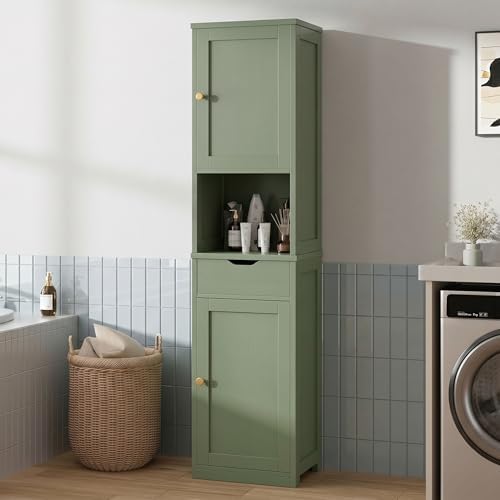 Walsunny Tall Bathroom Storage Cabinet with 6 Adjustable Shelves, Green - Image 7