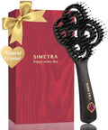 SIMETRA Lucky Hair Brush for Women & Men, 14K Gold Plated Wet Brush Detangling Brush for All Hair Types, Natural Crystal Inlay Boar Bristle Hair brush, Curly Detangler HairBrush for Scalp Massage Gift by SimetraHairBrush