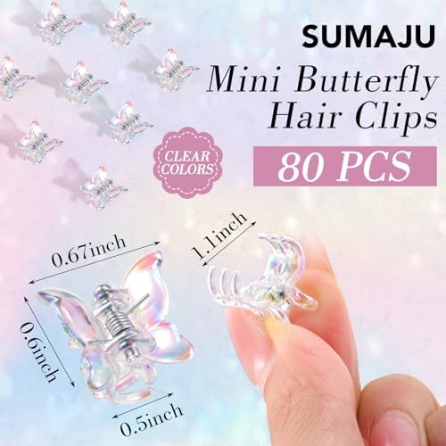 SUMAJU 80Pcs 0.6In Mini Butterfly Hair Claw Clips for Women Girls Barrettes - Image 2