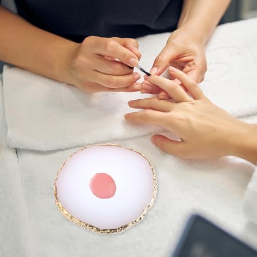 2 Pcs Resin Nail Art Palette Set, Gold Edge, Coffee & White - Image 6