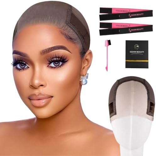 Lace Wig Grip Cap Women: 4x5 Transparent Swiss Lace Front - Non-slip Wig Gripper for Keeping Wigs In Place - Adjustable Elastic Headband Medium Size by IsshinBeauty