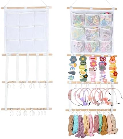 Headband Holder Hair Bows Organizer for Girls, Large Capacity Bow Holder, Pre-Assembled Hair Accessories Wall Hanging Organizer for Toddler Baby Girl Nursery Room Décor - Image 2