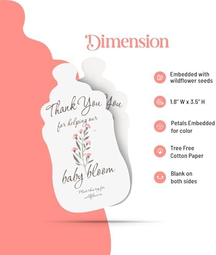 5 Pink Baby Bottle-Shaped Gift Wrap Tags with Wildflower Seeds - Image 4