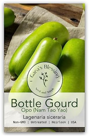 Gaea's Blessing Seeds - Gourd Seeds - Bottle Gourd (Opo) Seeds - Heirloom Non-GMO Seeds with Easy to Follow Planting Instructions (Opo (NAM Tao Yao)) by GaeasBlessing