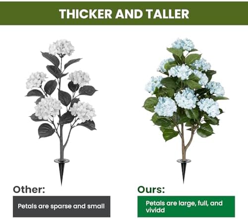 2Pack 3FT Artificial Hydrangea Trees with Spikes – Realistic Hydrangea Artificial Flowers for Outdoor & Indoor Décor, Perfect Faux Hydrangea Flowers Tree for Home, Patio & Garden, Blue - Image 5