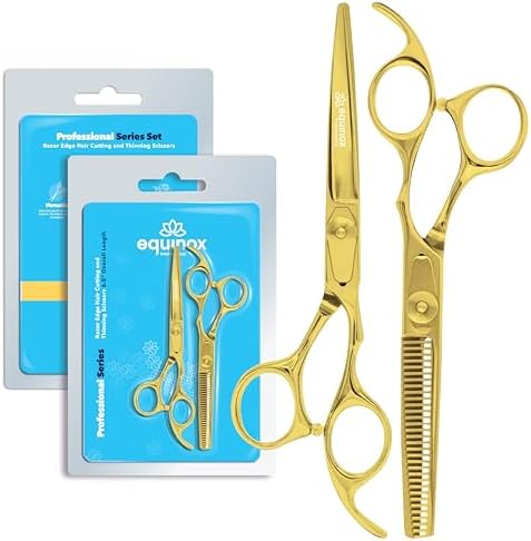 Equinox Professional Barber Scissors Set - Includes Scissors & Thinning Shears for Hair Cutting & Grooming, Japanese Stainless Steel Barber Accessories by EquinoxInternational