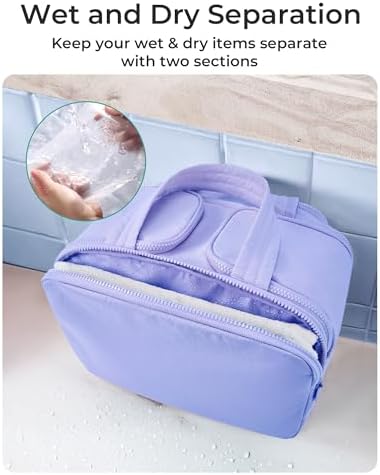 BAGSMART Travel Toiletry Bag, Crush Toiletry Bag for Women, Wide-open Puffy Toiletry Bags for Traveling, Large Travel Cosmetic Makeup Bag Organizer for Accessories,Toiletrie, Purple - Image 4