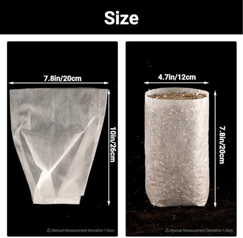 100PCS White Plant Nursery Bags Large, 7.8x10 inches Non-Woven Fabric Seedling Grow Bag, Seed Starting Pots Pouches for Planting Seedling Cutting Clones - Image 2