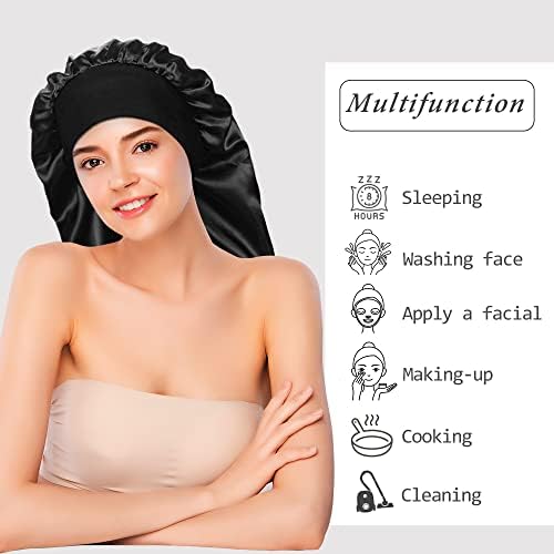 2 Pieces Long Silky Satin Sleep Bonnet for Curly Hair, Long Dreadlocks and Braids Hair Bonnets for Hair Care - Image 4