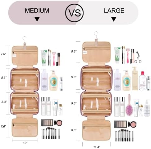 Travel Hanging Toiletry Bag for Women, Extra Large Makeup Bag, Holds Full-Size Shampoo, with Jewelry Organizer Compartment, Waterproof Cosmetic Bag, Toiletries Kit Set with Trolley Belt, Dark Purple - Image 3
