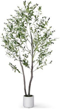 Artificial Olive Tree Indoor 5FT, 59" Tall Faux Olive Tree w/White Planter by JOCOEVOL