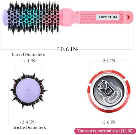 UREELIN Round Brush for Blow Out - 1.3 Inch Small Nano Thermal Ceramic & Ionic with Boar Bristles - Salon Blow Drying Hair Brush for Drying,Volumizing, Curling, Shine & Smooth Styling - Image 4