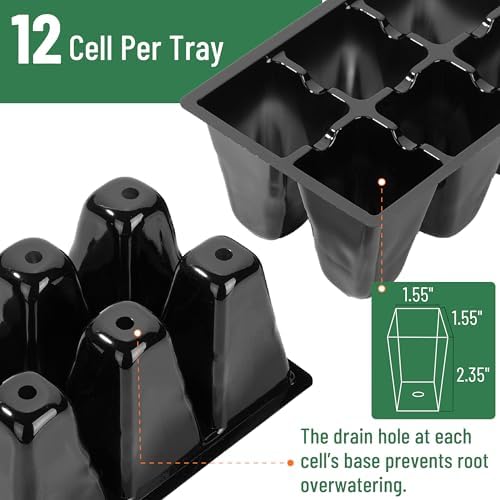 Mr. Pen- Seed Starter Tray Kits, 6.6"x4.6", 10 Set, Total 120 Cells - Image 3