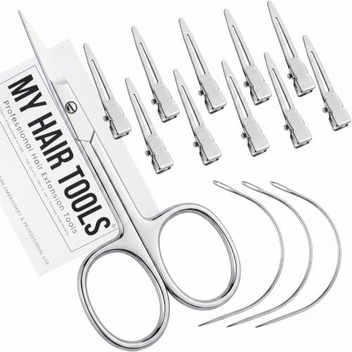 My Hair Tools Hair Extension Tools Set Scissor, Clips and Sew-In Needle by MyHairTools