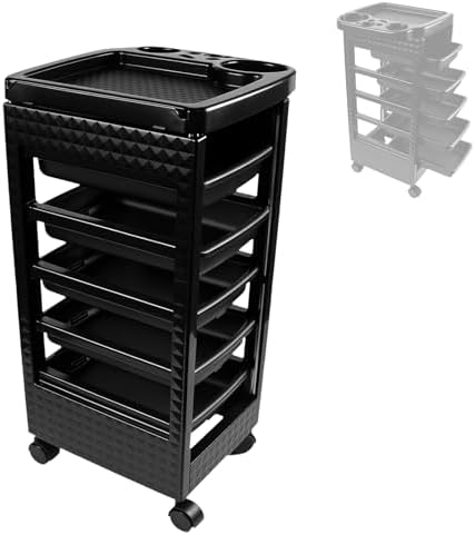Salon Trolley Cart with 5 Drawers, Beauty Rolling Hair Rack with Worktop, Portable Salon Station for Hair Stylist, Professional Beautician’s Equipment with Wheels for Spa/Tattoo by HYZSWGC
