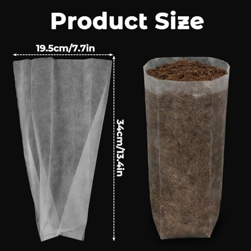 Augshy 100 Pcs Nursery Grow Bags, 7.5x13.5 Inch Non-Woven Fabric Grow Bags - Image 2