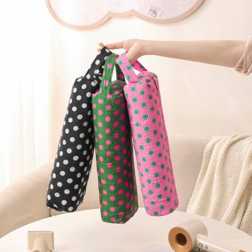 RSRSLEII Polka Dot Hair Tools Travel Bag,Hair Styling Accessories Storage Case for Shark FlexStyle,Dyson Airwrap Hair Dryer,Curling Iron,Straightener,Revlon Hair Tools,Portable&Foldable(22Pink&Green) - Image 7