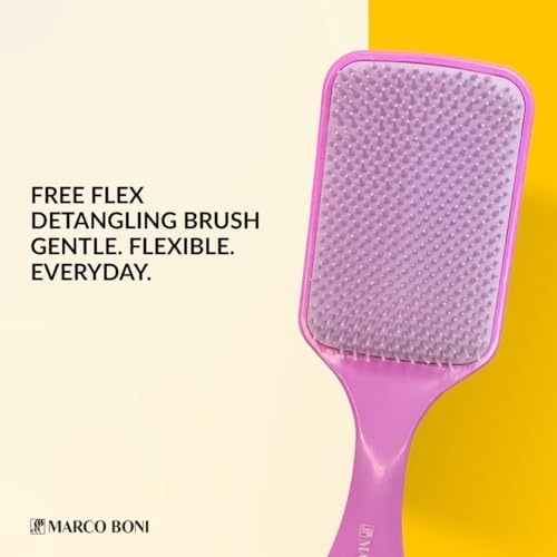 Marco Boni Free Flex Detangling Hair Brush, Flexible Hairbrush for Wet & Dry Hair, Pain-Free Detangler, Ergonomic Handle, All Hair Types, Lavender Pink - Image 2