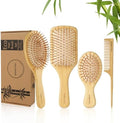DEBETOOL Bamboo Hair Brush Set with Wide-tooth and Tail Comb by DEBETOOL