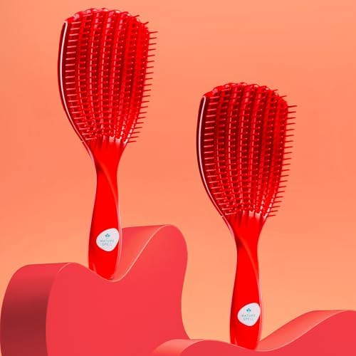 Nature Spell FlexiFlow Detangling Hair Brush, Flexible Strands, Red - Image 4