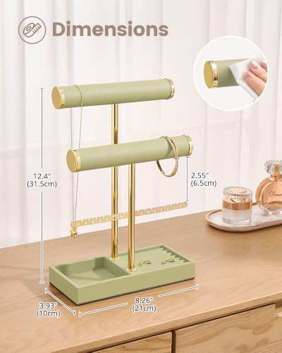 Lolalet 3 Tier Jewelry Stand Holder, Bracelet Necklace Display -Sagegreen - Image 4