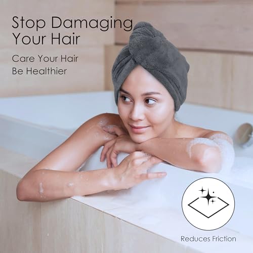 TENSTARS Hair Towel Wrap for All Hair Types, 5 Pack Microfiber Turban - Image 2