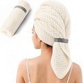 Large Microfiber Hair Wrap Towel for Women, Quick-Dry (Ivory White) by Netcken