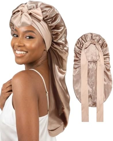 AWAYTR Long Satin Bonnet for Braids - Double Layer Hair Bonnet for Sleeping by AWAYTR