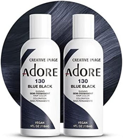 Adore Semi Permanent Hair Color, 130 Blue Black, 4 Fl Oz (2 Pack) by Adore