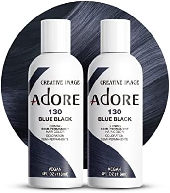 Adore Semi Permanent Hair Color, 130 Blue Black, 4 Fl Oz (2 Pack) by Adore