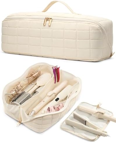 Hair Tools Travel Bag with Heat Resistant Mat, Beige by AHappyMoment