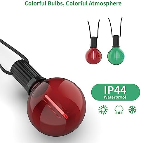 Meconard 25 Pack G40 LED Outdoor String Light Replacement Bulbs, Red Green - Image 4