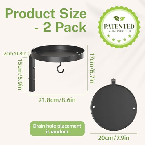 Plant Wall Hanger Set of 2 for Outdoor with Drain Hole, Black - Image 3