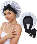 CHLINS Double Layer Satin Bonnet for Sleeping, Hair Bonnet for Curly Hair by CHLINS
