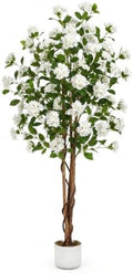 Garvee Artificial Osmanthus Tree with Planter, 6 ft Faux Plant with 252 Lifelike White Flowers & Natural Wood Trunk, Fake Floor Flower for Indoor Outdoor Decor by Garvee