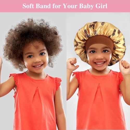 3pcs Satin Bonnets for Kids Sleeping, Cute Hair Bonnet with Scrunchies for Girls Curly Hair, B - Image 4