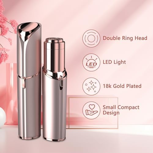 Facial Hair Remover for Women - as Seen on TV Painless Face Shaver - Electric Hair Removal Device for Face Lips Peach Fuzz with Light (White) - Image 2