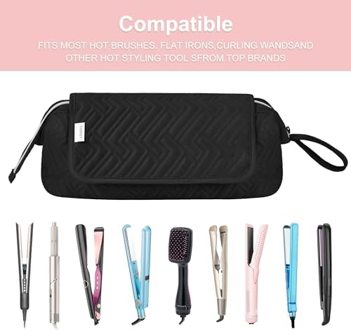Leudes Hair Tools Travel Bag for Women Heat Resistant Mat for Travel Essentials Hot Tools Straighteners,Flat Irons,Curling Iron,Hot Air Brushes and Hair Dryer Organizer Bags 2 in 1(Black) - Image 6