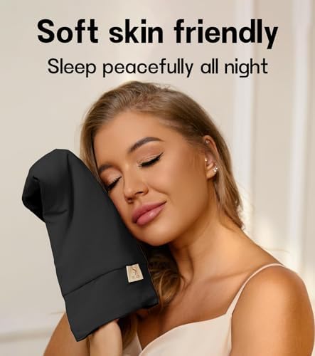 SECZIPE 2pcs Silk Satin Bonnet Hair Wrap for Sleeping, Adjustable Strap Curly Natural Hair Night Caps for Women Men(Black&Black) - Image 6