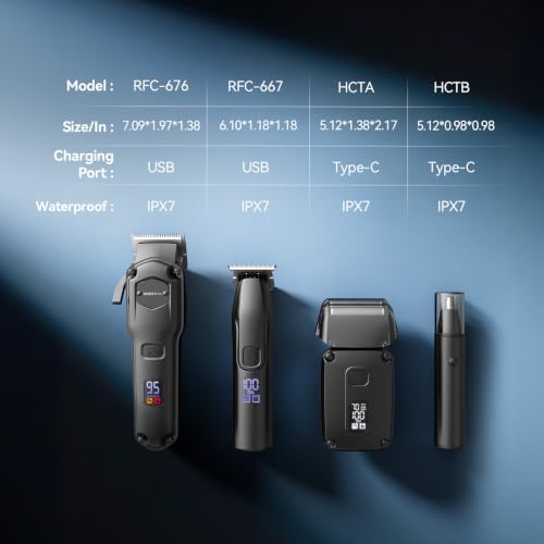 Jack & Rose Hair Clippers for Men Set Professional, Cordless Men Hair Trimmer, Electric Shavers - Image 7