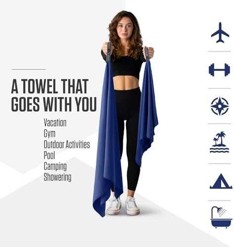 VENTURE 4TH Quick Dry Microfiber Towel for Camping & Gym - Navy Blue Large - Image 2
