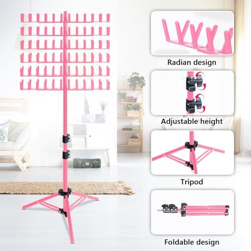 Braiding Hair Rack Standing Hair Extension Holder Hanger, 144 Pegs Hair Divider Rack for Braiding Hair Separator Stand Display Stand (red) - Image 4