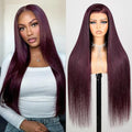 Glueless 6x5 Lace Closure 99J Burgundy Wig 30 Inch Straight by Megalookhair